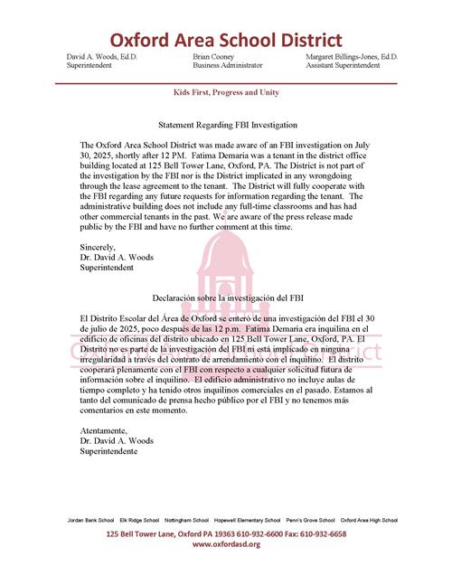 Statement Regarding FBI Investigation